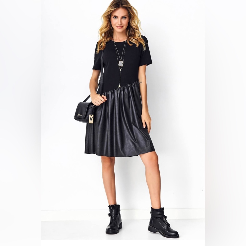 Asos Women's Asymmetrical Metallic Flare Pullover Dress Short Sleeves Sz 12